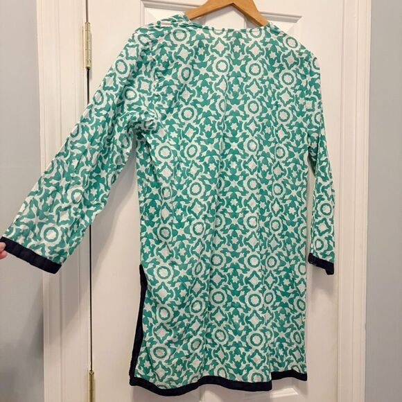 Roberta Roller Rabbit Tunic Shirt Top Green size Medium  100% Cotton - Picture 5 of 8